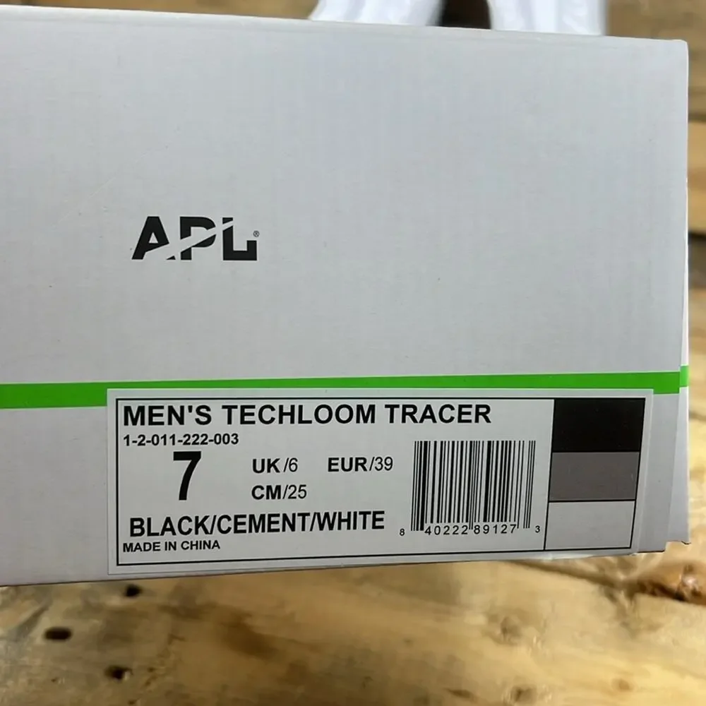 APL Men's Techloom Tracer Sneakers - Black/Cement/White - 7 - New in box